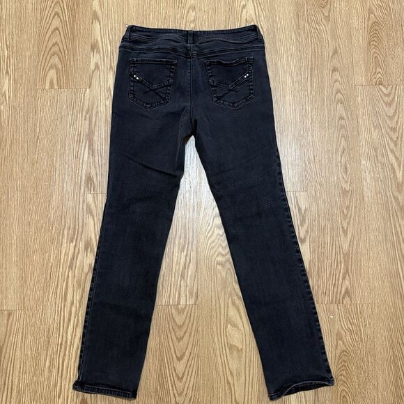 Chicos So Slimming Dark Wash Black Straight Leg Jeans Women's Sz 1R US M/8 - Picture 4 of 6